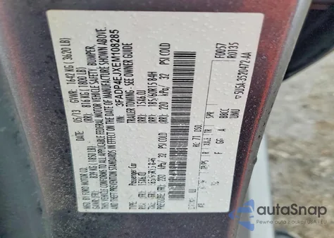 2014 Ford Fiesta Se z USA, uszkodzony, nr VIN 3FADP4EJXEM108285